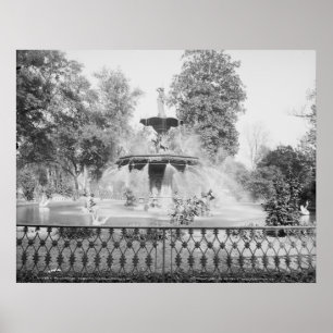 fontein in Forsyth Park Poster