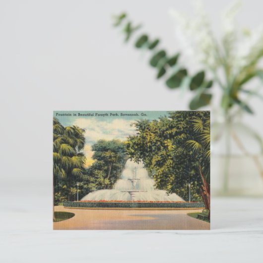 Fontein in Forsyth Park Savannah GA Historisch Briefkaart (Staand voorkant)