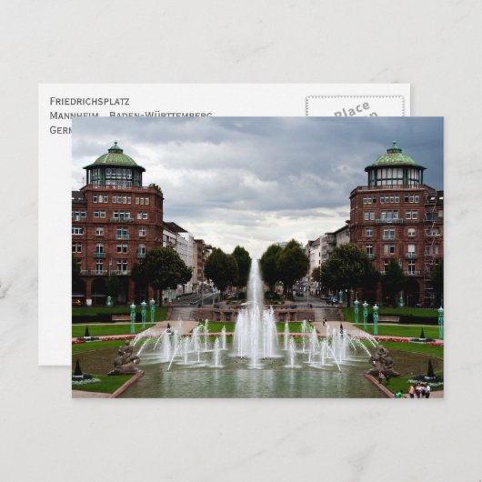 Fontein in Friedrichsplatz, Mannheim, Duitsland Briefkaart (Voorkant / Achterkant)
