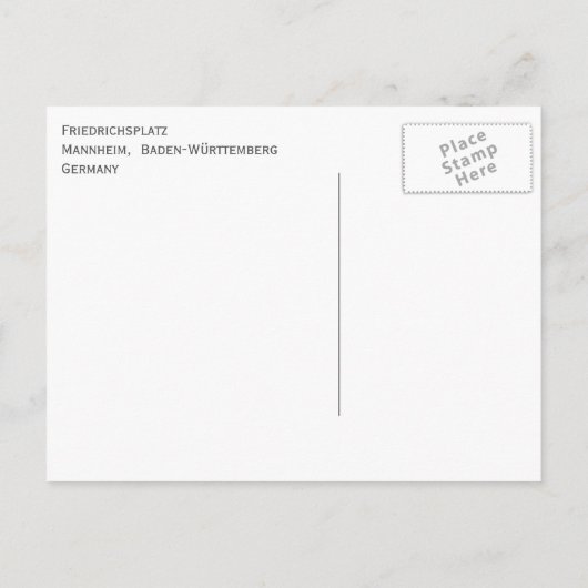 Fontein in Friedrichsplatz, Mannheim, Duitsland Briefkaart (Achterkant)