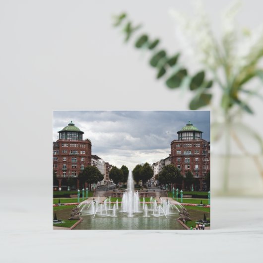 Fontein in Friedrichsplatz, Mannheim, Duitsland Briefkaart (Staand voorkant)