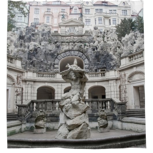 fontein met Neptunstandbeeld in Praag Douchegordijn (Voorkant)