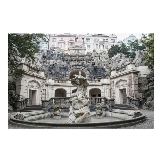 fontein met Neptunstandbeeld in Praag Foto Afdruk (Voorkant)