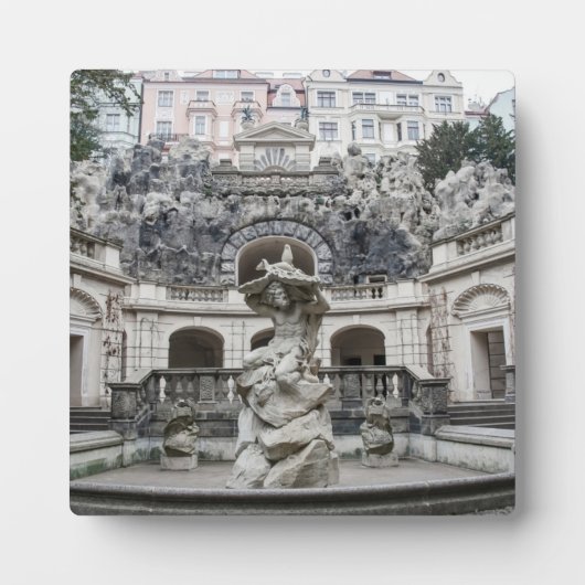fontein met Neptunstandbeeld in Praag Fotoplaat (Voorkant)