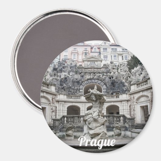 fontein met Neptunstandbeeld in Praag Magneet (Voorkant / Achterkant)