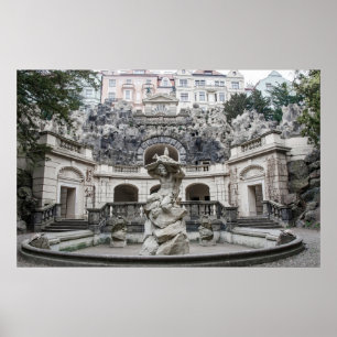 fontein met Neptunstandbeeld in Praag Poster