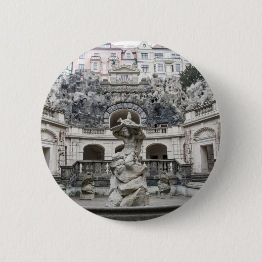 fontein met Neptunstandbeeld in Praag Ronde Button 5,7 Cm (Voorkant)