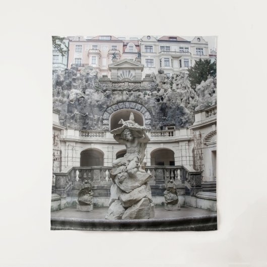 fontein met Neptunstandbeeld in Praag Wandkleed (Voorkant)