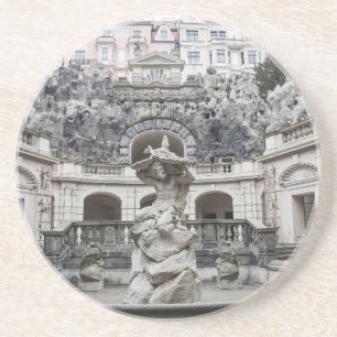 fontein met Neptunstandbeeld in Praag Zandsteen Onderzetter
