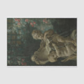 Fontein met twee cupido's, van wie er één knielt tissuepapier (Voorkant)