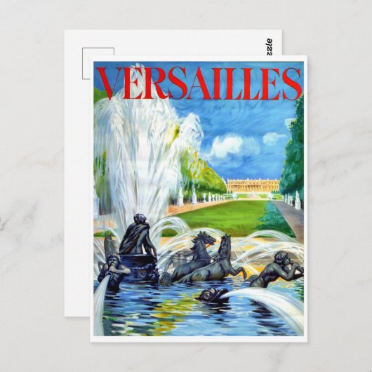fontein op het Paleis Versailles, Frankrijk Briefkaart (Voorkant / Achterkant)