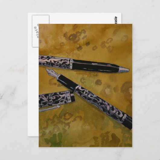 fontein pen antiek kunst briefkaart (Voorkant / Achterkant)