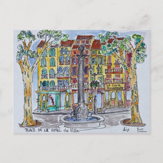 Fontein Place de L'Hotel de Ville Briefkaart (Voorkant)