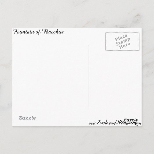 Fontein van Bacchus Briefkaart (Achterkant)