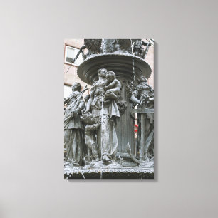 Fontein van de Deugden in Neurenberg Canvas Afdruk