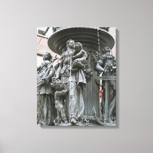 Fontein van de Deugden in Neurenberg Canvas Afdruk (Voorkant)