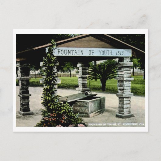 Fontein van de Jeugd, St. Augustine, FL Oud model Briefkaart (Voorkant)
