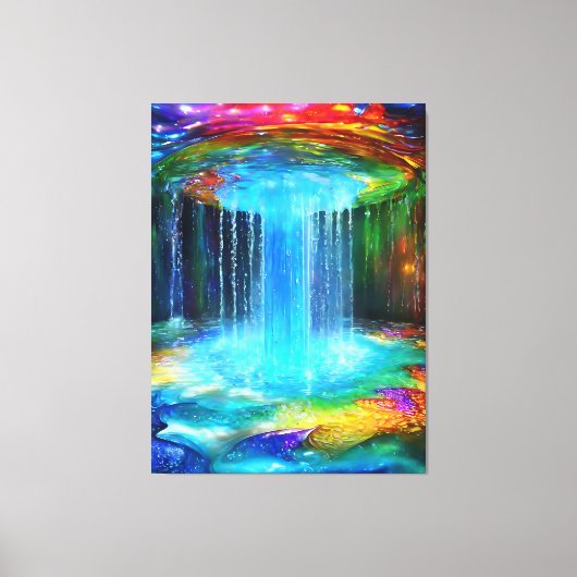 Fontein van het Leven Waterval Kleurrijke Abstract Canvas Afdruk (Voorkant)
