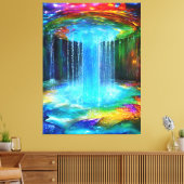 Fontein van het Leven Waterval Kleurrijke Abstract Canvas Afdruk (Insitu (Woonkamer))