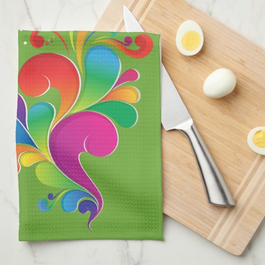 Fontein van kleur, Groovy 70s veelkleurig Theedoek (Quarter Fold)