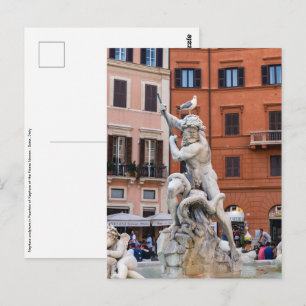 Fontein van Neptunus op het Piazza Navona - Rome Briefkaart