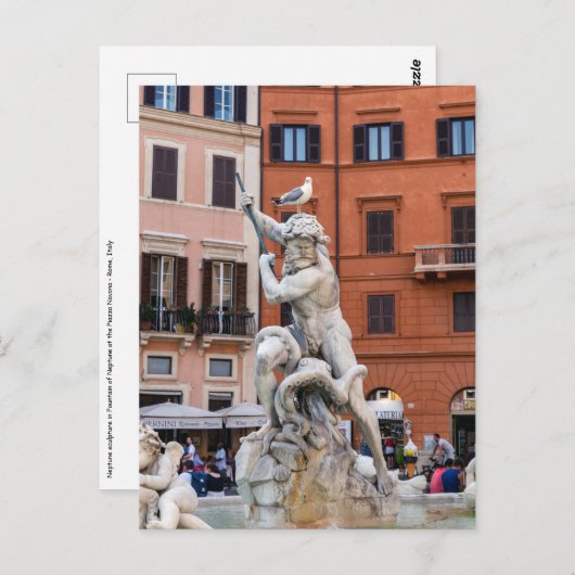 Fontein van Neptunus op het Piazza Navona - Rome Briefkaart (Voorkant / Achterkant)