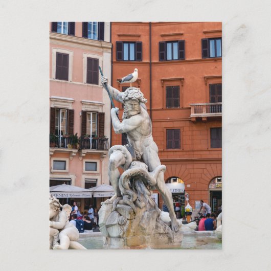 Fontein van Neptunus op het Piazza Navona - Rome Briefkaart (Voorkant)