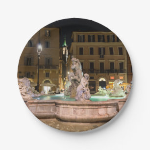 Fontein van Neptunus op het Piazza Navona - Rome Papieren Bordje
