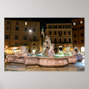 Fontein van Neptunus op het Piazza Navona - Rome Poster