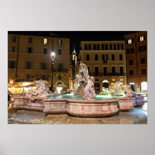 Fontein van Neptunus op het Piazza Navona - Rome Poster (Voorkant)