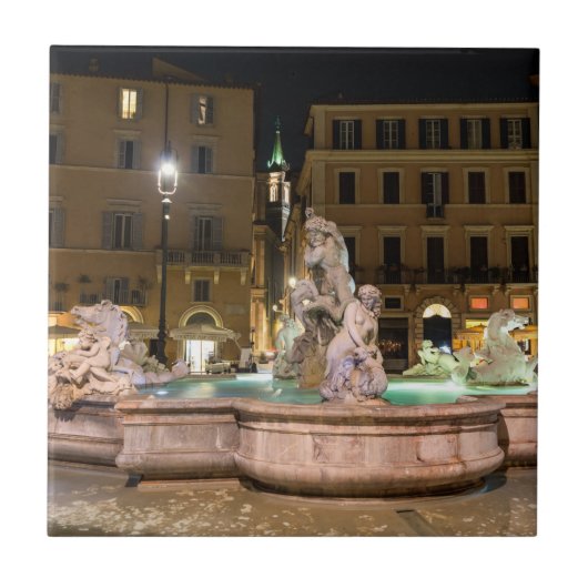 Fontein van Neptunus op het Piazza Navona - Rome Tegeltje (Voorkant)