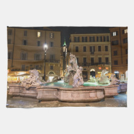 Fontein van Neptunus op het Piazza Navona - Rome Theedoek