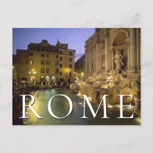 Fontein van Trevi 's nachts   Rome, Lazio, Italië Briefkaart