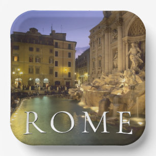 Fontein van Trevi 's nachts Rome, Lazio, Italië Papieren Bordje