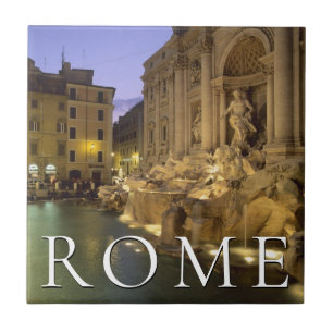 Fontein van Trevi 's nachts Rome, Lazio, Italië Tegeltje