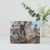 Fontein Vier Rivieren op Piazza Navona - Rome Briefkaart (Staand voorkant)