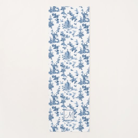  fonteinen en bomen met blauw monogram yogamat (Voorkant)