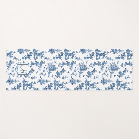  fonteinen en bomen met blauw monogram yogamat (Voorkant (horizontaal))