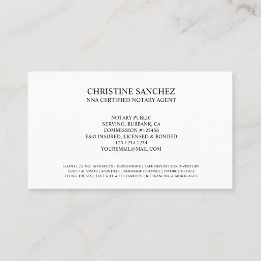 FONTEINPEN OPENBARE NOTARIS ZANGAGENT GOUD VISITEKAARTJE (Achterkant)