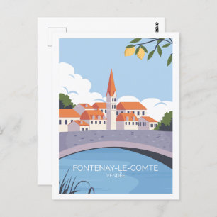Fontenay le comte Famous Travel Place Illustratie Briefkaart