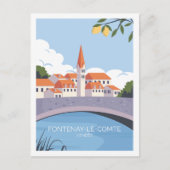Fontenay le comte Famous Travel Place Illustratie Briefkaart (Voorkant)