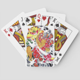 Foo Dog & Lotus Tatoeageontwerp Pokerkaarten