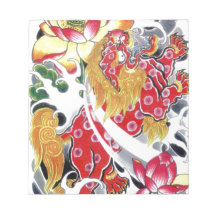 Foo Dog & Lotus Tattoo Design