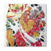 Foo Dog & Lotus Tattoo Design Tegeltje (Voorkant)