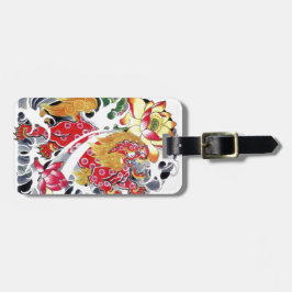 Foo Dog & Lotus Tattoo Ontwerp Bagagelabel