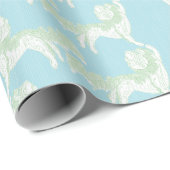 Foo Dog Waltz in Green and Aqua Cadeaupapier (Rol Hoek)