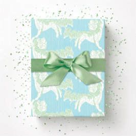 Foo Dog Waltz in Groen en Aqua Cadeaupapier