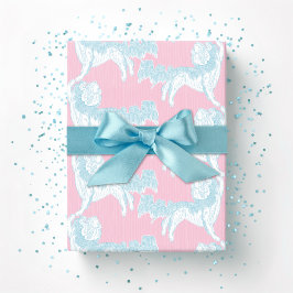 Foo Dog Waltz in Pink and Aqua Cadeaupapier