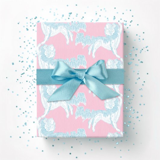 Foo Dog Waltz in Pink and Aqua Cadeaupapier