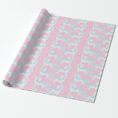 Foo Dog Waltz in Pink and Aqua Cadeaupapier (Uitgerold)